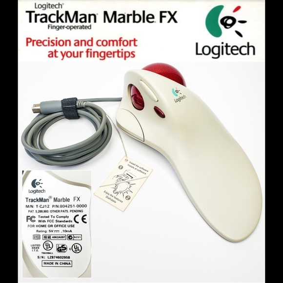 Logitech TrackMan Marble FX Finger- Operated PC Mouse T-CJ12 804251-0000 - Picture 2 of 16